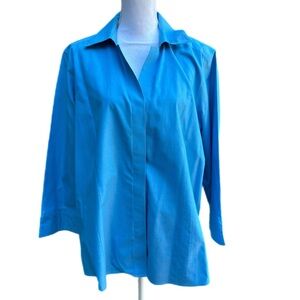 FoxCroft Fitted Fit Non-Iron Shirt Blue Size 18W